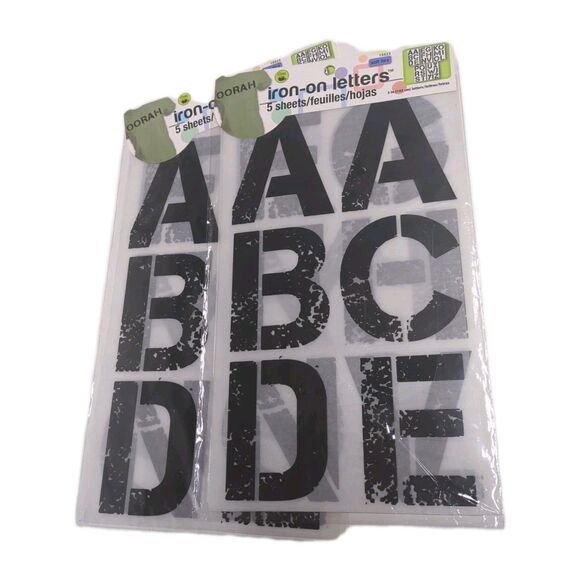 NEW Soft Flex Iron-On Letters 3" Distressed Black Oorah 15523 2-Packs - Picture 1 of 6